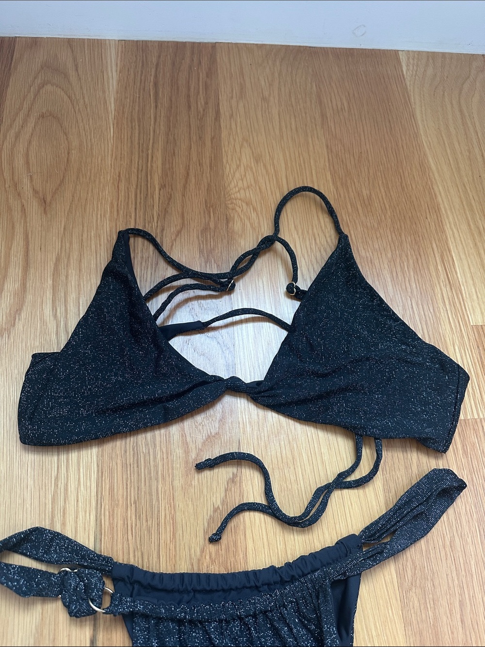 Skatie; Black Sparkle Strappy Women’s Bikini Set - Picture 3 of 4